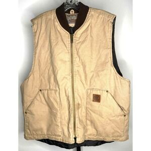 Cowboy Workwear men's vest Full Zip Tan Canvas lined chore barn quilted size unk